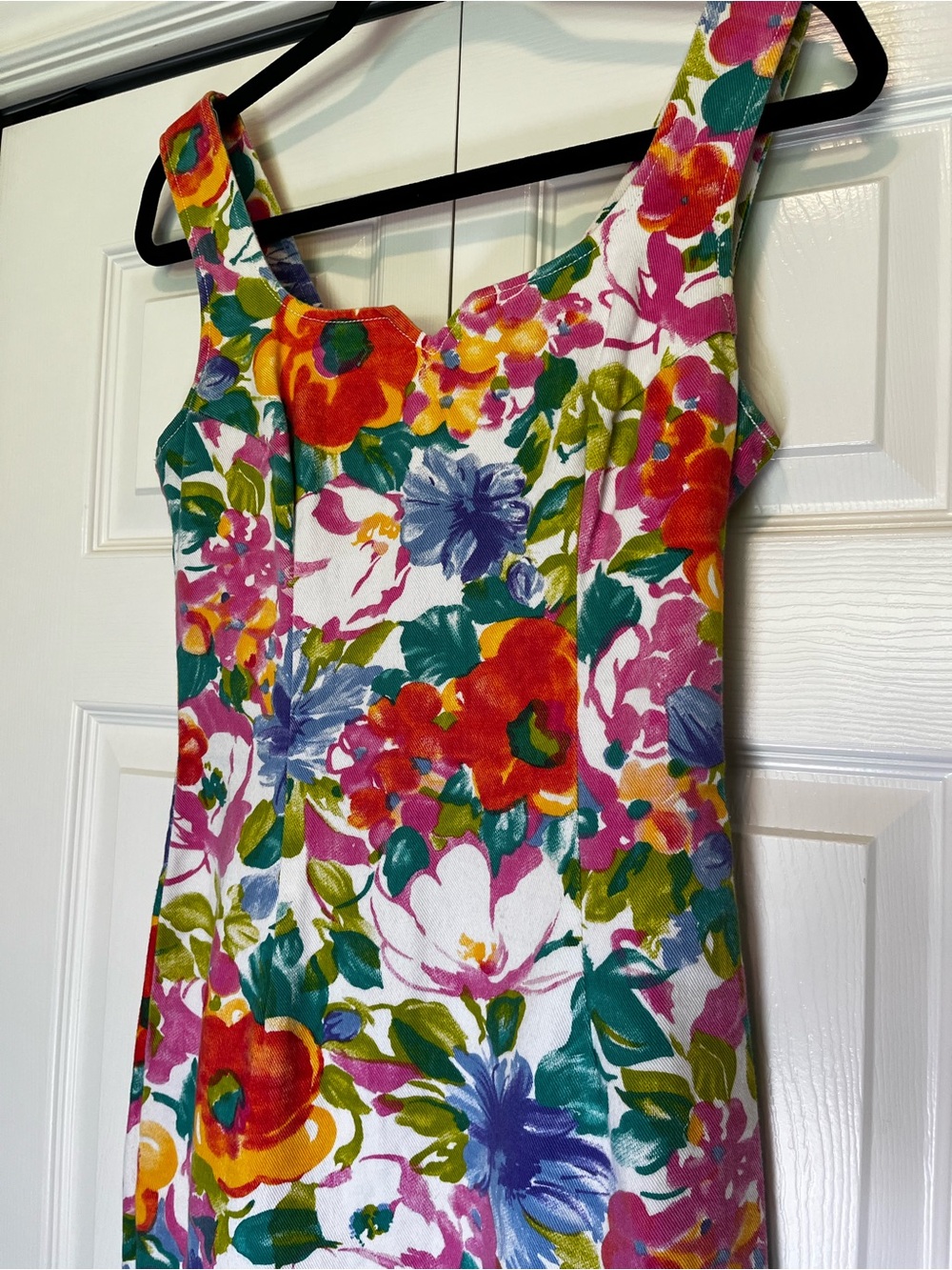 Paris Blues Vibrant Floral Vintage Sweetheart Cotton Summer Dress 5
